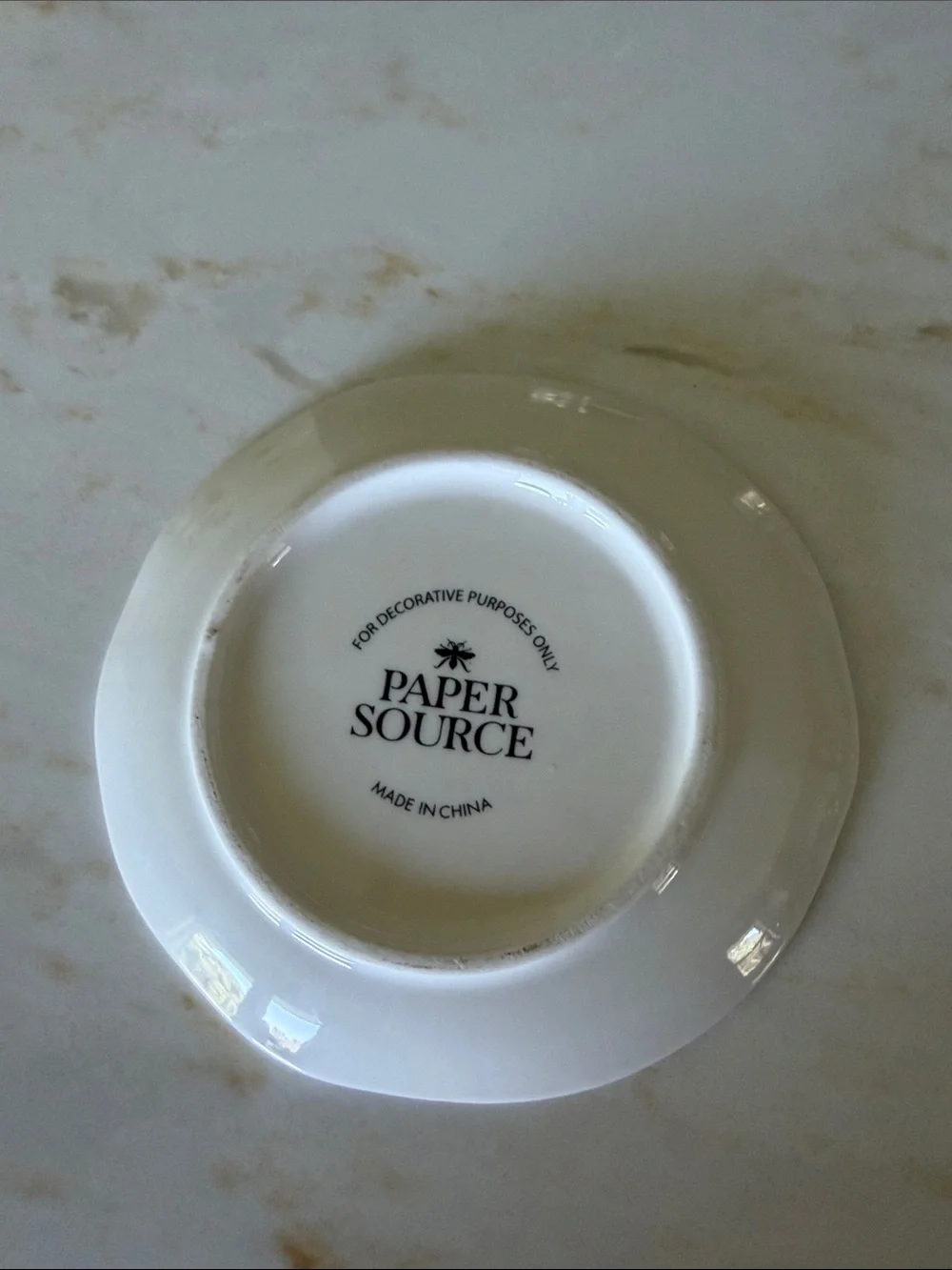 Paper Source Floral Trinket Dish - Pink with Gold Trim
